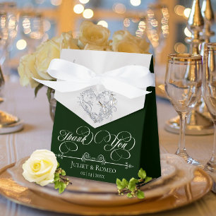 Silver Heart Thank You - Emerald Favour Box
