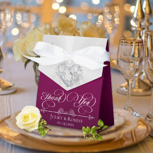 Silver Heart Thank You - Plum Favour Box