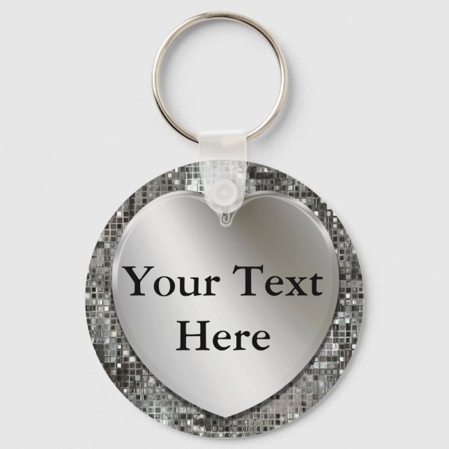 Silver Heart To Personalise Keychain (Front)