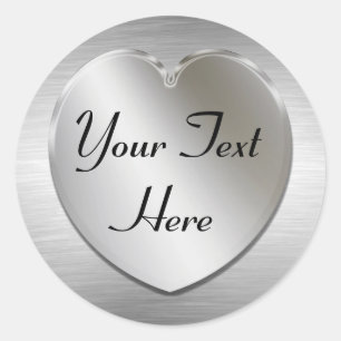 Silver Heart To Personalise Stickers