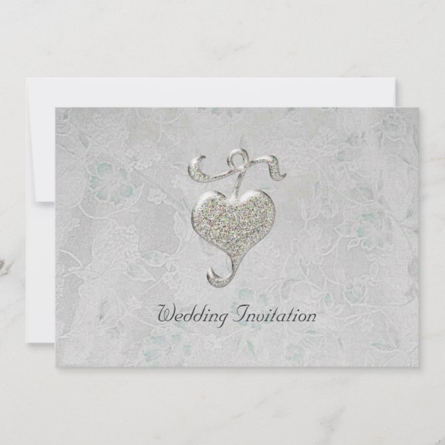 Silver Heart Wedding Invitation (Front)