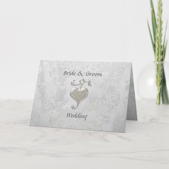 Silver Heart Wedding Invitation Card (Front)