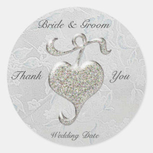 Silver Heart  Wedding Sticker