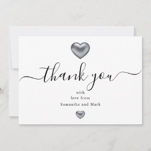 Silver Heart Wedding Thank You Invitation