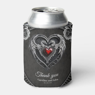 Silver heart with wings can cooler