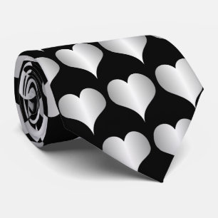 Silver Hearts Design Tie