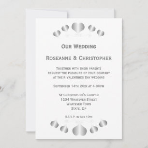 Silver Hearts Design Wedding Invitation