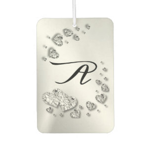 Silver Hearts Grey Initial Elegant Car Car Air Freshener