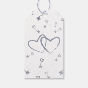 Silver Hearts & Keys Romantic Gift Tag