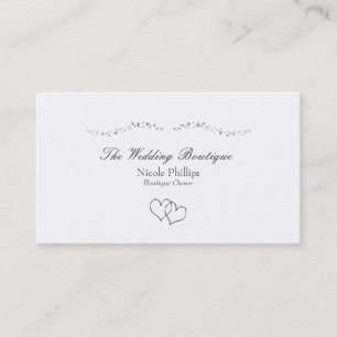Silver Hearts & Sparkles Wedding Business Card