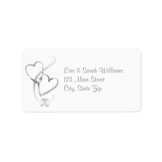 Silver Hearts Wedding Address Labels (Front)