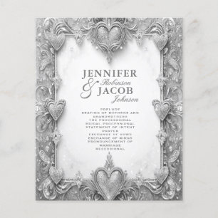 Silver Hearts Wedding Program
