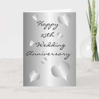 Silver Heats Personalised 25th Wedding Anniversary Card