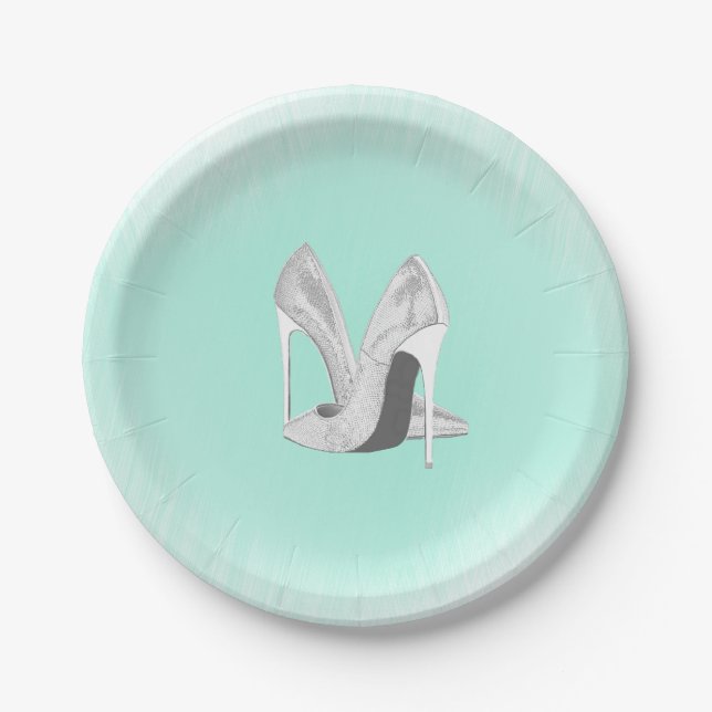 Silver Heels on Mint Paper Plate (Front)
