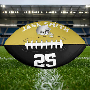 Silver Helmet Gold Black•Custom Football