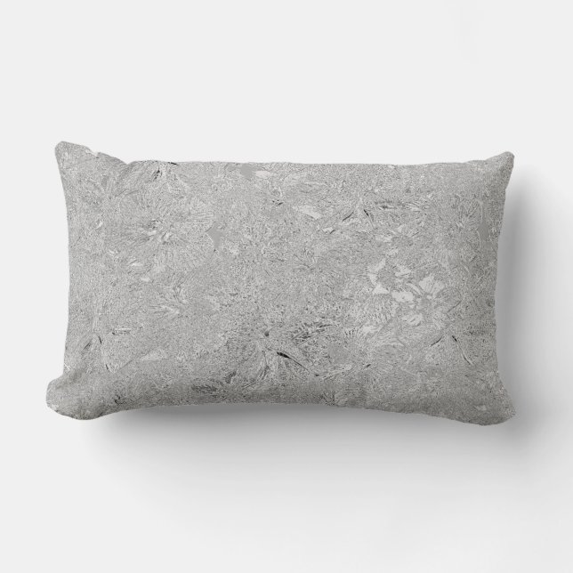 Silver Hibiscus Flowers Design, Lumbar Cushion (Front)
