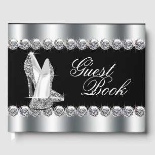 Silver High Heel Shoe Birthday Party Guest Book
