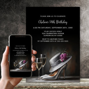 Silver High Heel Shoes Birthday Party Invitation