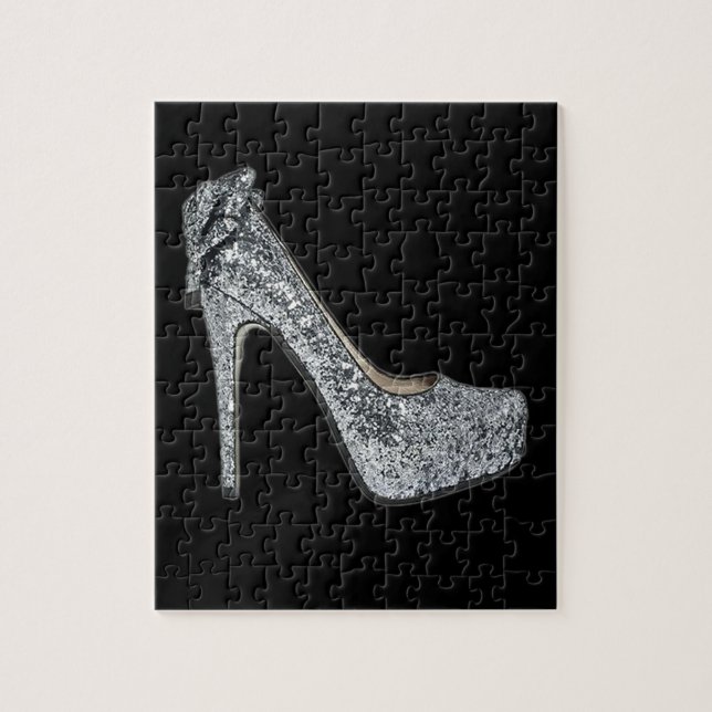 Silver High Heels Customise add Text Jigsaw Puzzle (Vertical)