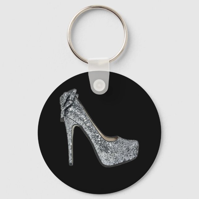 Silver High Heels Customise add Text Key Ring (Front)