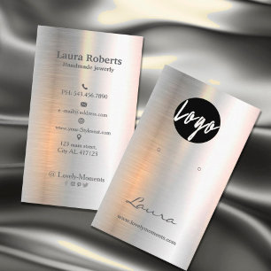Silver Holographic Brushed Metal Earring Display Business Card