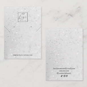 Silver Holographic Glitter necklace earrings Business Card
