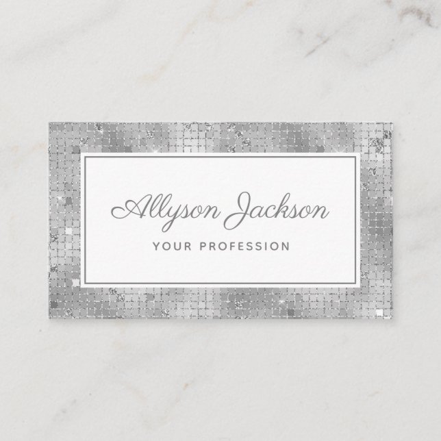 Silver Holographic Script Business Card (Front)