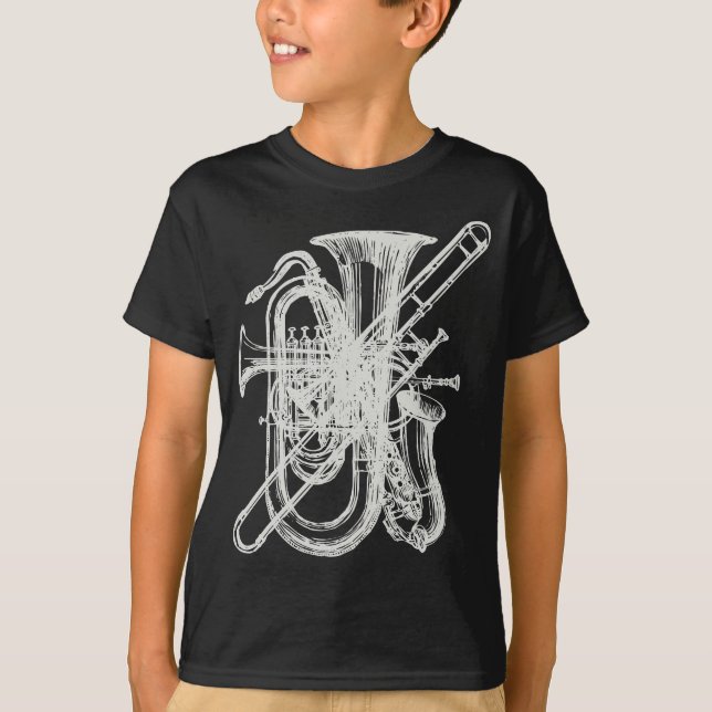 "Silver" Horns - Wind Instruments T-Shirt (Front)
