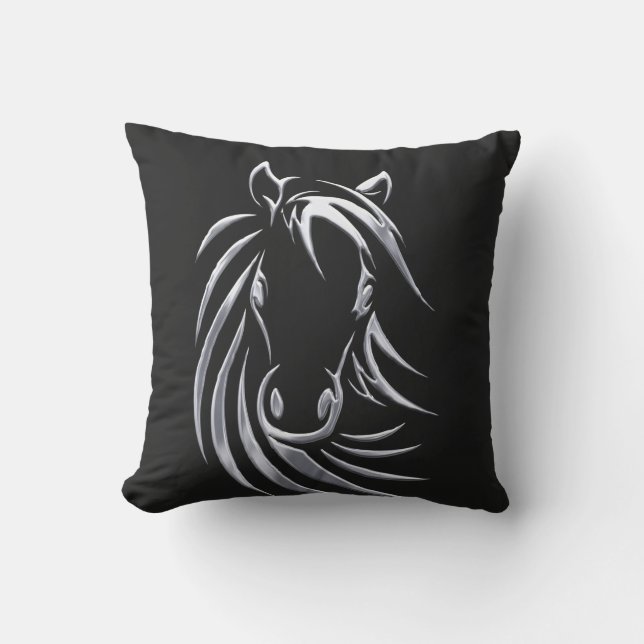 Silver Horse Head Cushion (Front)