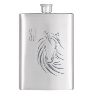 Silver Horse Head Monogram Hip Flask