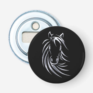 Silver Horse Head on Black Bottle Opener