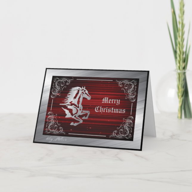 Silver Horse Silhouette Holiday Card (Front)