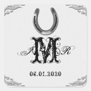Silver Horseshoe Monogram Sticker
