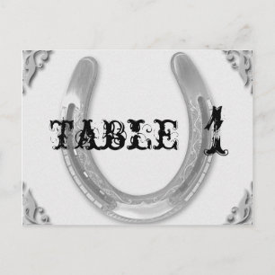 Silver Horseshoe on White Wedding Table Number Postcard