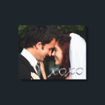 Silver Hugs and Kisses Wedding Photo Canvas Print<br><div class="desc">Elegant silver X's and O's accent your wedding photo on this canvas,  making it a perfect gift for yourself or your parents.</div>