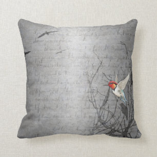 Silver Hummingbird Printed Throw Pillow