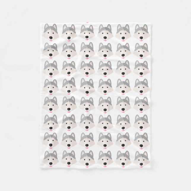 Silver Husky Love Fleece Blanket (Front)