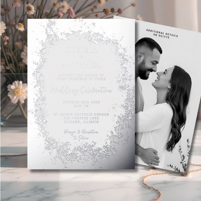 Silver Ice Elegant Wedding Invitation Photo Winter (Creator Uploaded)