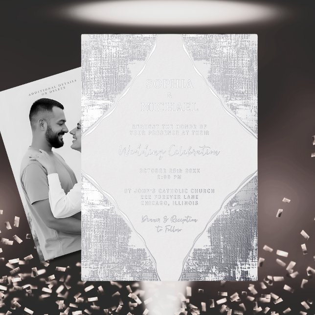 Silver Ice Elegant Wedding Invitation Photo Winter (Creator Uploaded)
