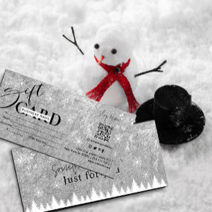 Silver ice Grey snowflakes pine Gift Card