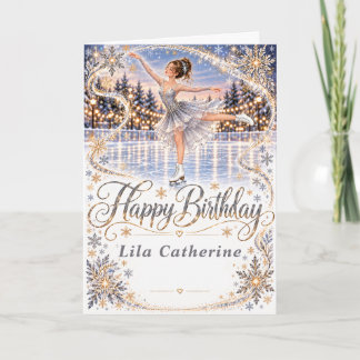 Silver Ice Skating Birthday Card