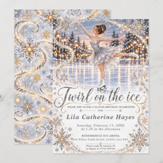 Silver Ice Skating Birthday Invitation