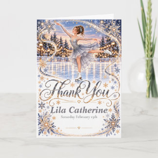 Silver Ice Skating Birthday Thank You Card