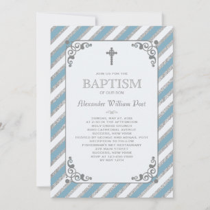 Silver Impression Blue Religious Invitation Custom
