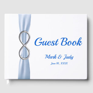 Silver Infinity Blue Ribbon Wedding Guestbook