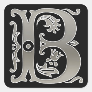 Silver Initial B Capital Letter Sticker