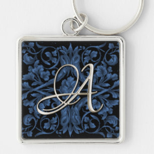 Silver Initial Blue Renaissance Keychain