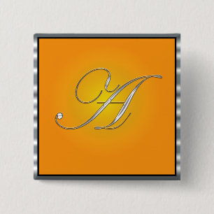 Silver Initial Letter A 15 Cm Square Badge