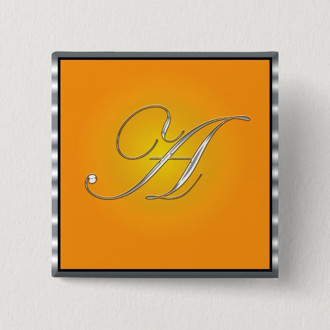 Silver Initial Letter A  15 Cm Square Badge (Front)