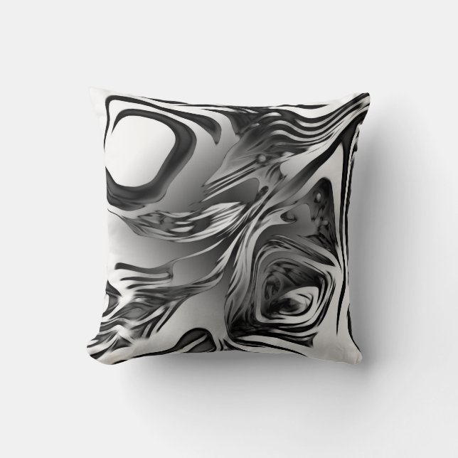 Silver Ink Abstract Cushion (Front)